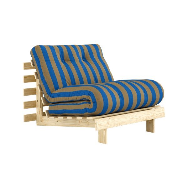 Niebieski/brązowy fotel futon/drewniany Roots – Karup