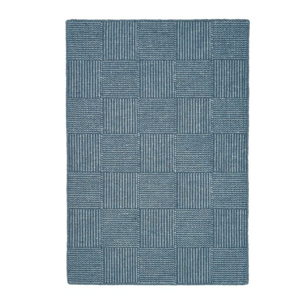 Niebieski dywan ręcznie tkany Linie Design Chess, 50x80 cm