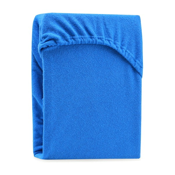 Niebieskie prześcieradło elastyczne z dużym dodatkiem bawełny AmeliaHome Ruby, 200x100-120 cm-image-2