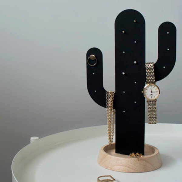 Czarny stojak na biżuterię w kształcie kaktusa Qualy&CO Cactus-image-1