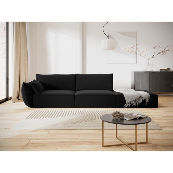 Czarna aksamitna sofa lewostronna 264 cm Vanda – Mazzini Sofas-image-1