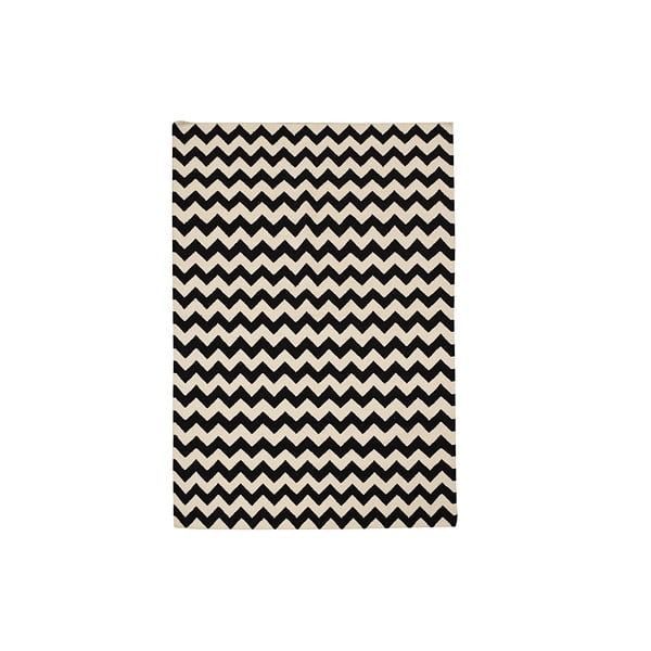 Ręcznie tkany dywan Zig Zag Black, 120x180 cm