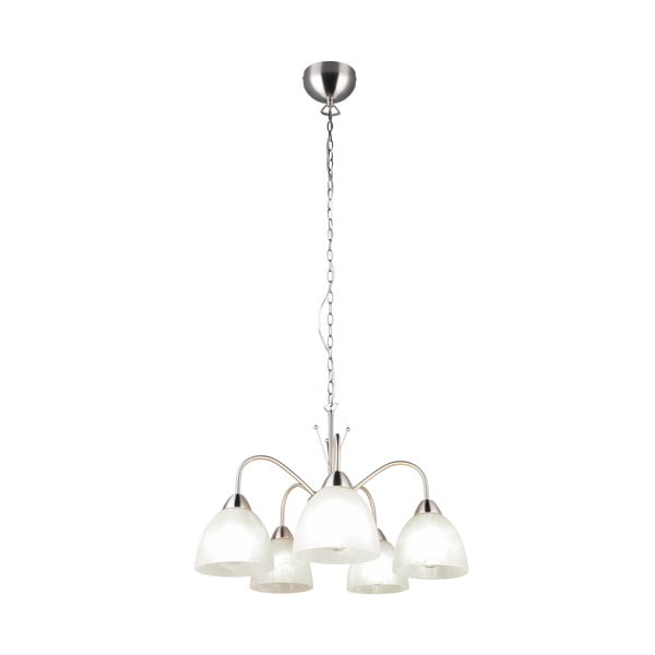 Lampa wisząca w biało-srebrnym kolorze ze szklanym kloszem ø 53 cm Dobby – Trio-image-2