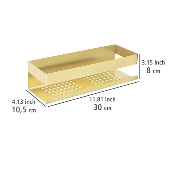 Samoprzylepna półka łazienkowa ze stali nierdzewnej w kolorze złota Genova – Wenko-image-3