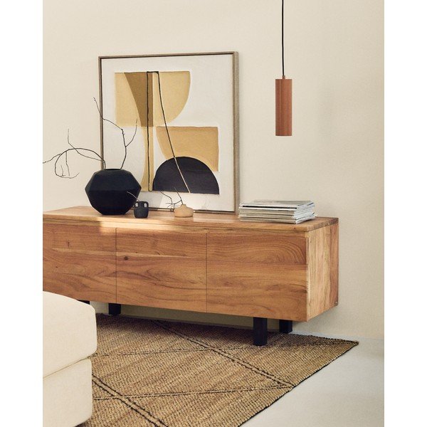 Szafka pod TV z litego drewna akacjowego w naturalnym kolorze 150x58x40 cm Uxue – Kave Home-image-1