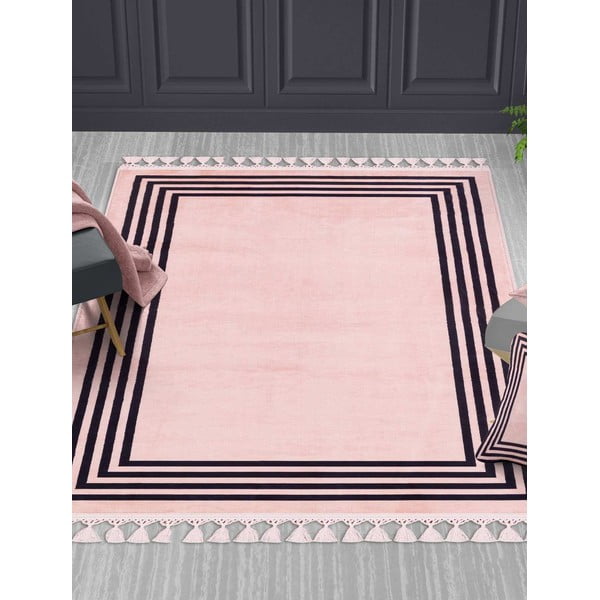 Różowy chodnik odpowiedni do prania 300x100 cm − Vitaus-image-1