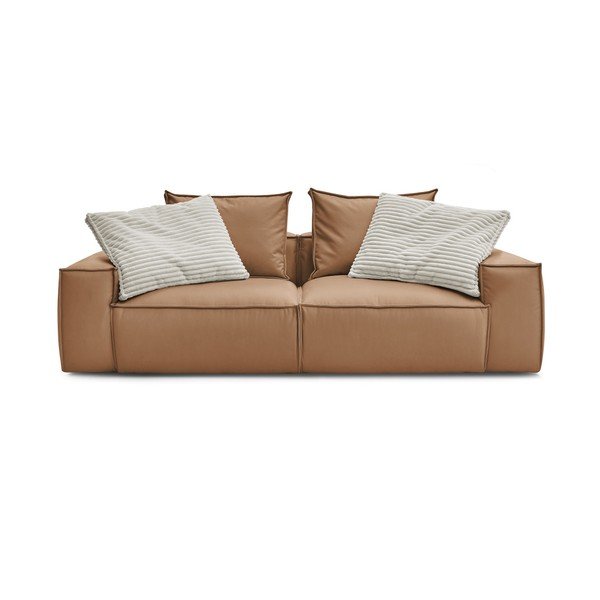 Brązowa sofa z imitacji skóry 260 cm Boheme – Bobochic Paris-image-3