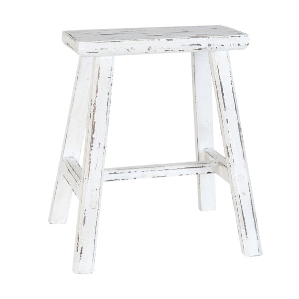 Biały drewniany stołek Clayre & Eef