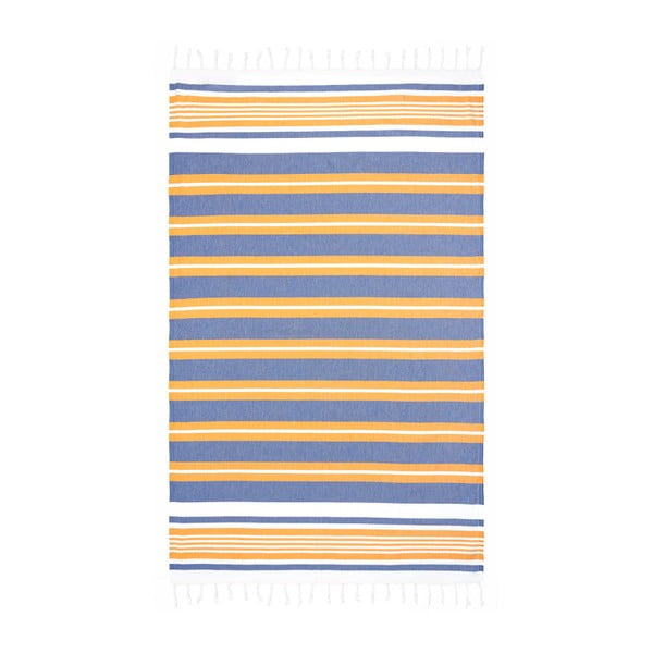 Niebiesko-pomarańczowy ręcznik hammam Begonville Rkyer Boys Club, 180x100 cm