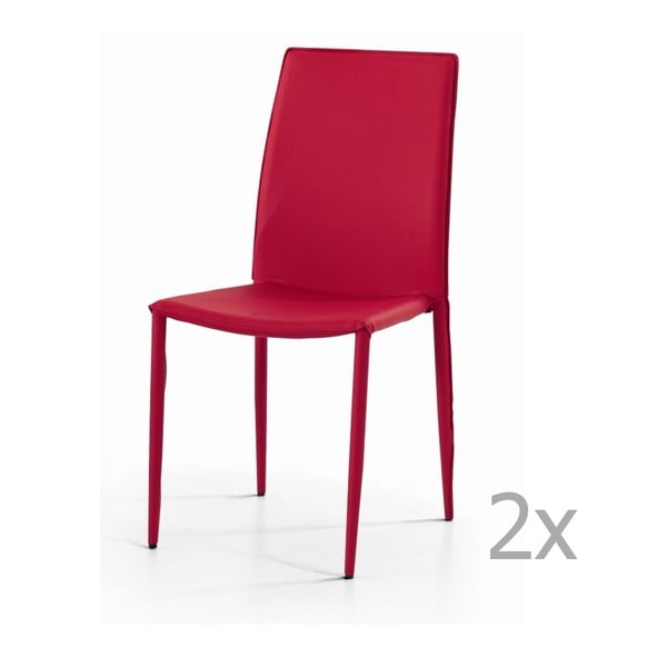 Zestaw 2 czerwonych krzeseł Castagnetti Faux