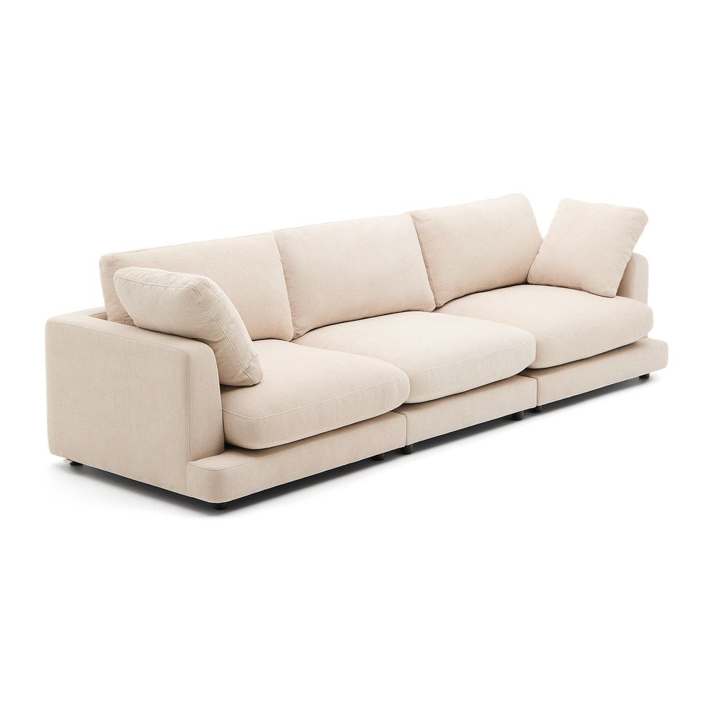 Beżowa sofa z tkaniny szenilowej 300 cm Gala – Kave Home