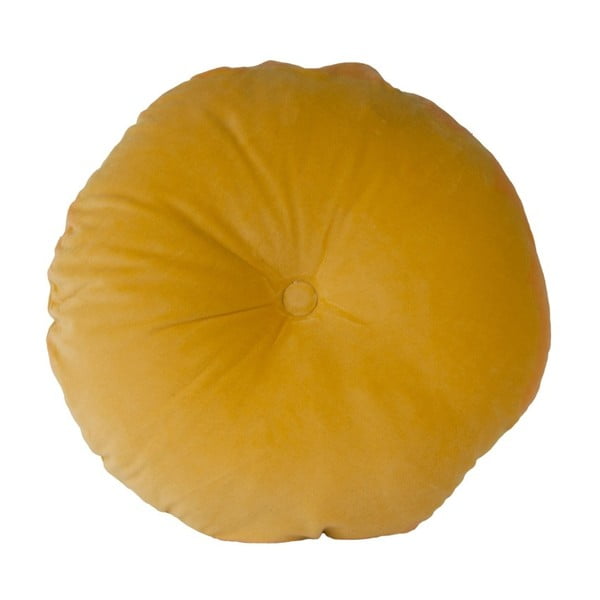 Żółta poduszka w aksamitnej poszewce PT LIVING, ⌀ 45 cm