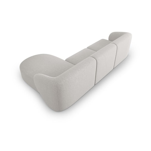 Jasnoszary narożnik z tkaniny szenilowej (prawostronny/z szezlongiem) Paolo – Milo Casa-image-3