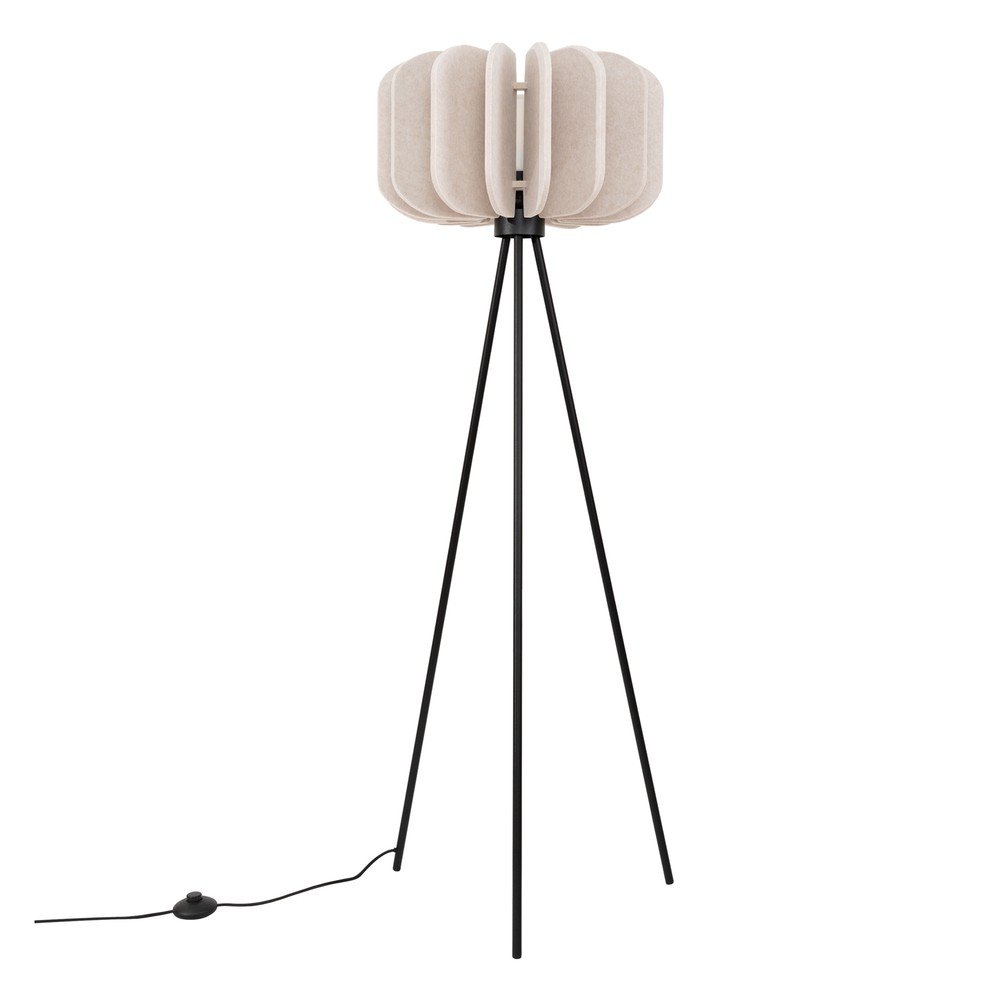Beżowa lampa stojąca z tekstylnym kloszem (wysokość 134 cm) Elom – Sollux