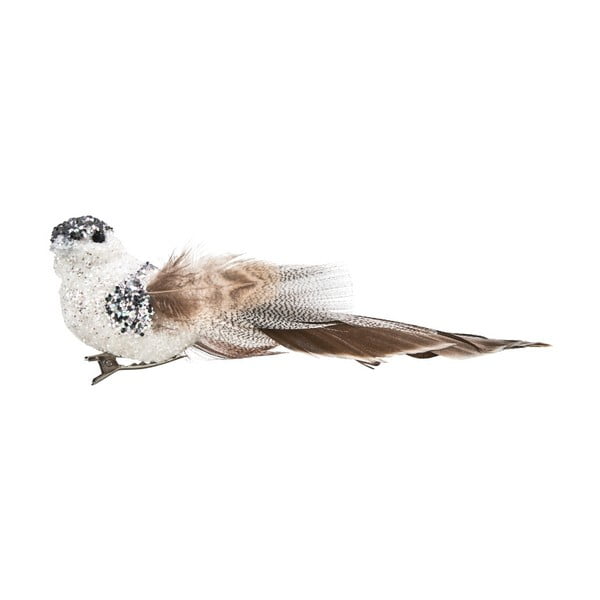Dekoracja świąteczna z brokatem w srebrnej barwie w kształcie ptaszka z klipsem Butlers Birdy