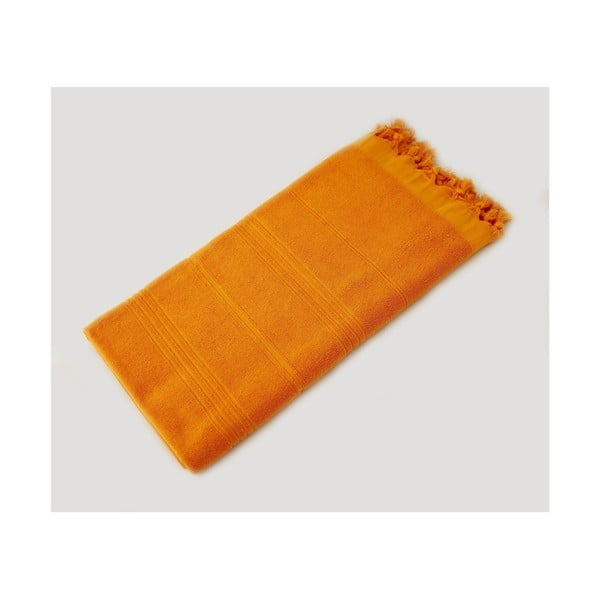 Żółty ręcznik kąpielowy tkany ręcznie z wysokiej jakości bawełny Homemania Turkish Hammam, 90 x 180 cm