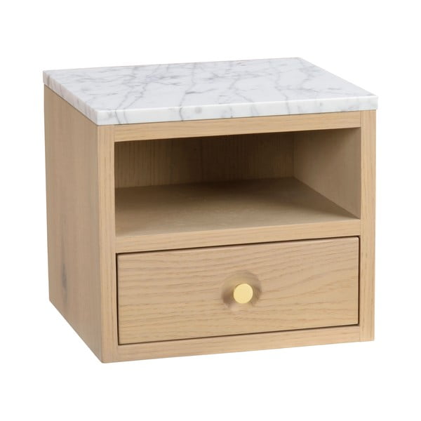 Naturalna szafka nocna z blatem w dekorze marmuru Whitmore – Rowico-image-2