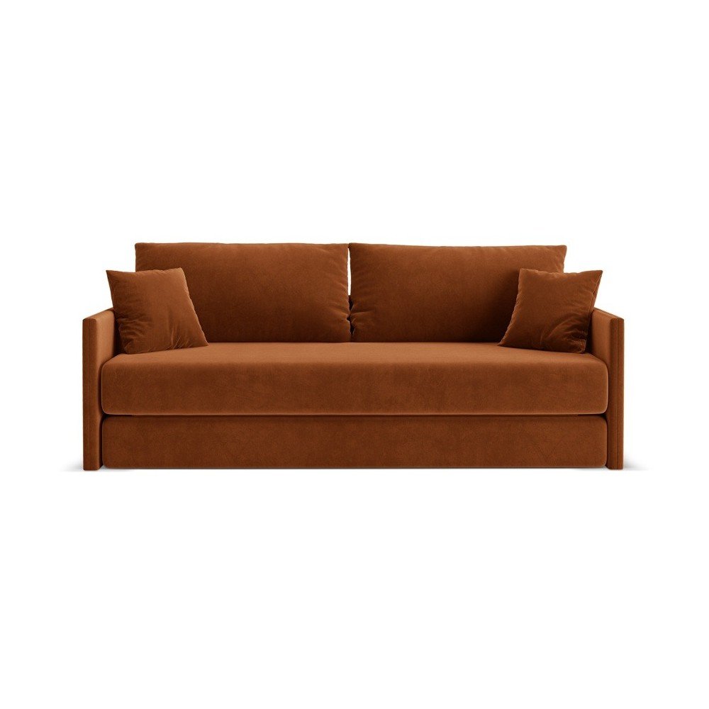 Aksamitna rozkładana sofa w kolorze terakoty 209 cm Shannon – Cosmopolitan Design