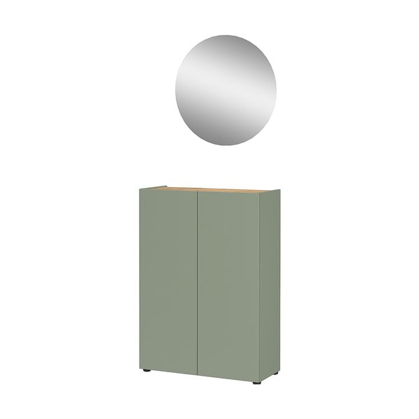 Jasnozielony zestaw do przedpokoju w dekorze dębu 74x200x33 cm Alviano – Germania