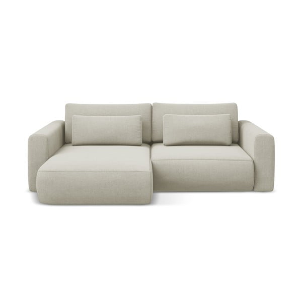 Beżowy rozkładany/ze schowkiem narożnik (lewostronny/z szezlongiem) Kapua – Makamii