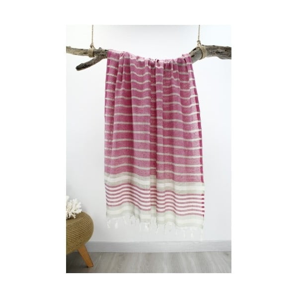 Czerwono-różowy ręcznik bawełniany Alesta Style, 90x180 cm