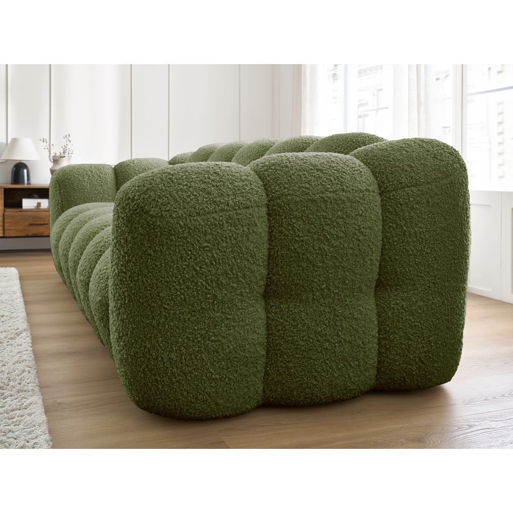 Zielona sofa z materiału bouclé 232 cm Hippolyte – Bobochic Paris (zdjęcie 5)
