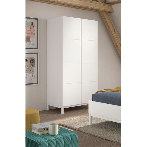 Biała szafa dziecięca 99x196x58 cm Eva – Vipack-image-1