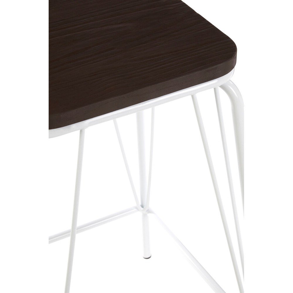 Biały/w ciemnym naturalnym kolorze stołek z litego drewna wiązu District – Premier Housewares (zdjęcie 6)