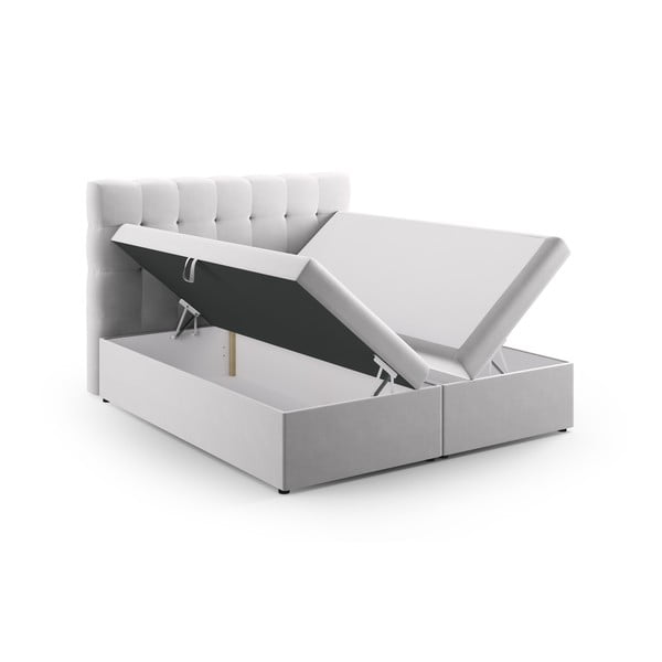 Jasnoszare łóżko boxspring ze schowkiem 160x200 cm Bali – Cosmopolitan Design-image-3