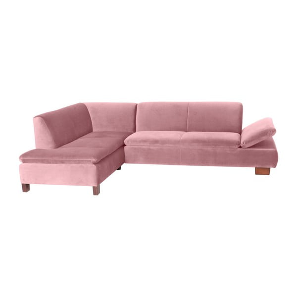 Różowa sofa narożna lewostronna z regulowanym podłokietnikiem Max Winzer Terrence Williams