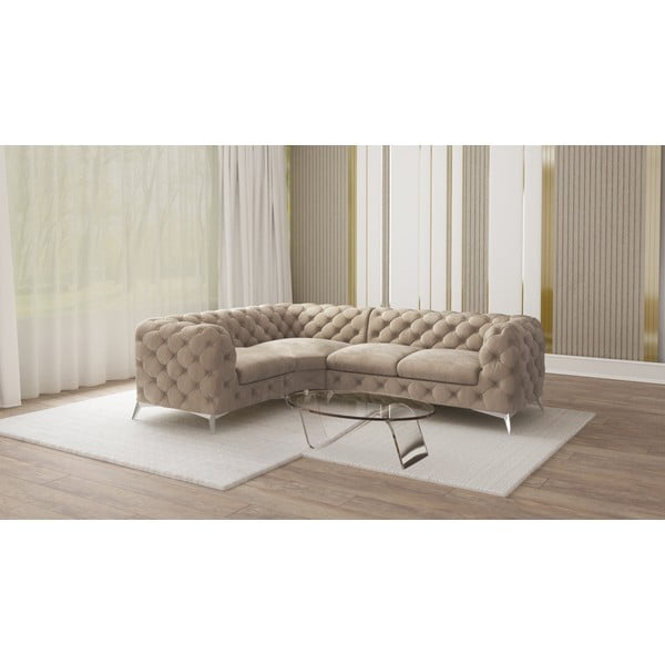 Szarobeżowy aksamitny narożnik (lewostronny/w kształcie litery L) Chelsea – Ropez-image-1