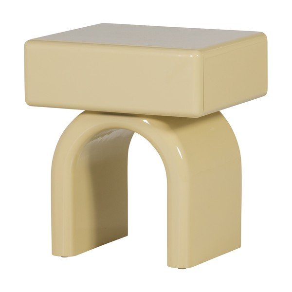 Jasnożółta szafka nocna z połyskiem Zorel – WOOOD-image-2