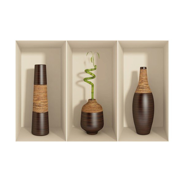 Zestaw 3 naklejek na ścianę 3D Ambiance Bamboo, 60 x 30 cm-image-1