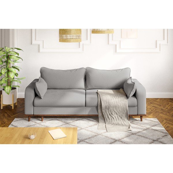 Jasnoszara sztruksowa sofa 220 cm Beata – Ropez-image-1