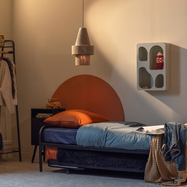 Czarne metalowe łóżko jednoosobowe ze stelażem 90x200 cm Lucy – WOOOD-image-1