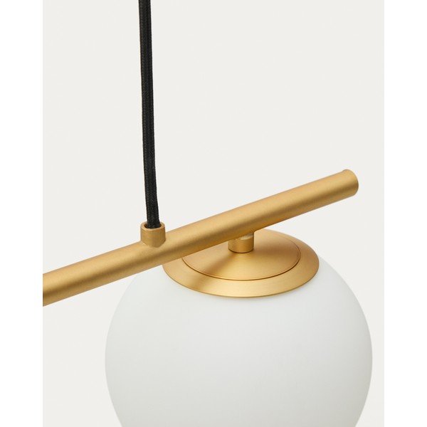 Biała/w kolorze złota metalowa lampa wisząca ze szklanym kloszem Brisia – Kave Home-image-4