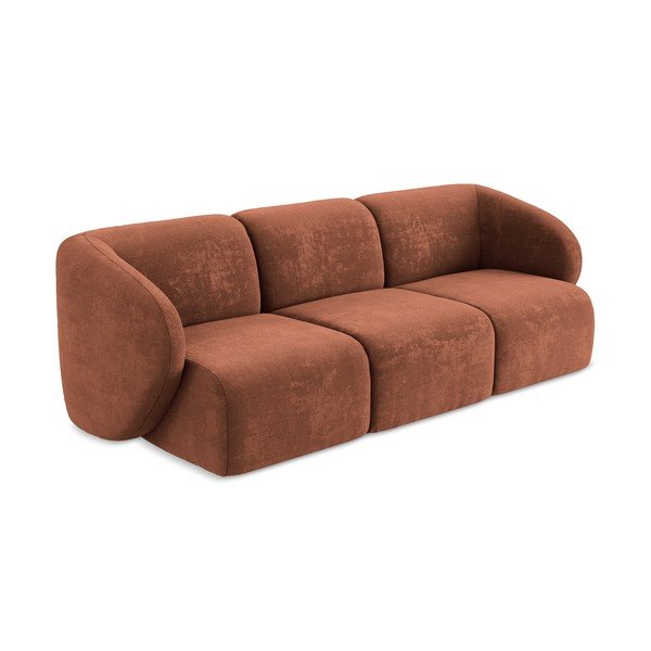 Sofa z tkaniny szenilowej w kolorze terakoty 244 cm Lani – Makamii-image-2