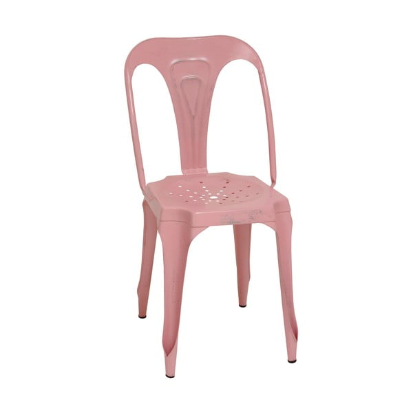 Różowe metalowe krzesło retro Antic Line Sofian