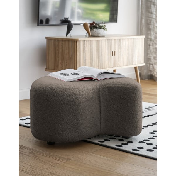 Brązowy puf z przędzy pętelkowej Bouclé Miuf – Miuform-image-1