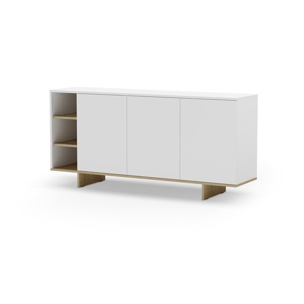 Biała niska komoda w dekorze dębu 170x80 cm Cequoia – Marckeric-image-3