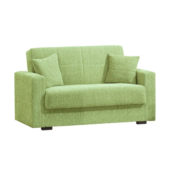 Zielona dwuosobowa sofa rozkładana ze schowkiem Esidra Relax