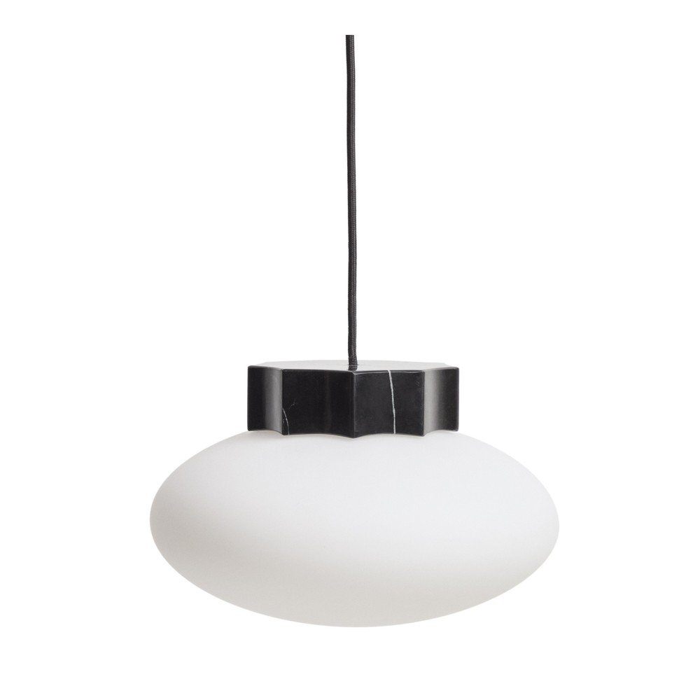 Biała/czarna metalowa lampa wisząca ze szklanym kloszem ø 26 cm Idela – Kave Home