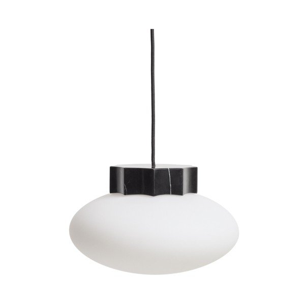 Biała/czarna metalowa lampa wisząca ze szklanym kloszem ø 26 cm Idela – Kave Home