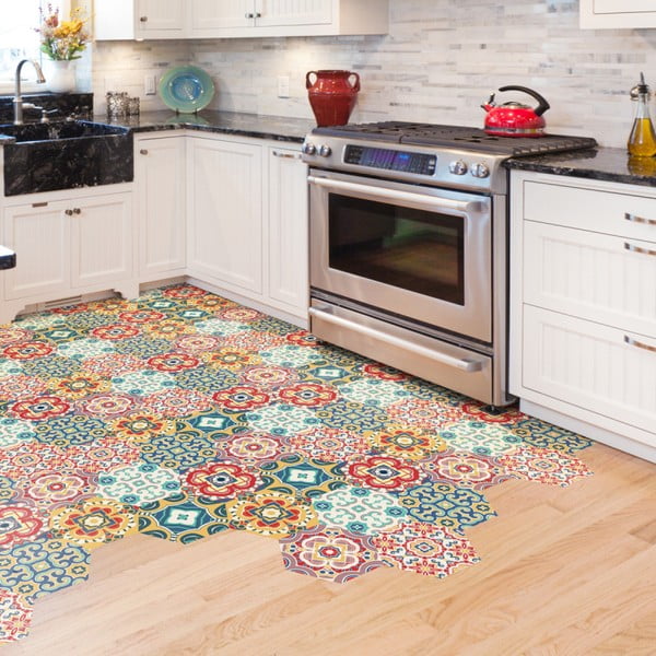 Zestaw 10 naklejek na podłogę Ambiance Floor Stickers Hexagons Lorena, 40x90 cm-image-3