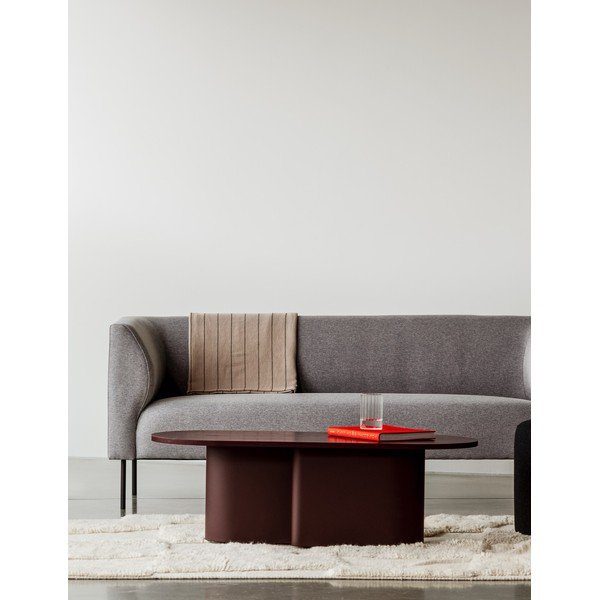 Bordowy stolik z blatem w dekorze dębu 50x115 cm Looi – noo.ma-image-1