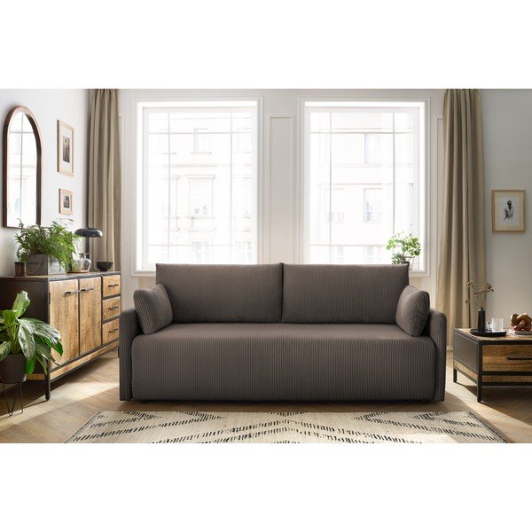 Brązowa sztruksowa rozkładana sofa 211 cm Marcel – Bobochic Paris-image-1