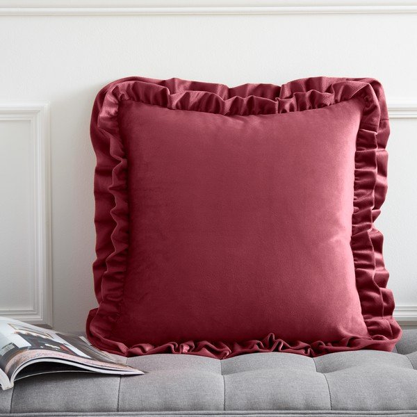 Aksamitna poduszka dekoracyjna 43x43 cm Velvet Double Frill – Catherine Lansfield-image-1