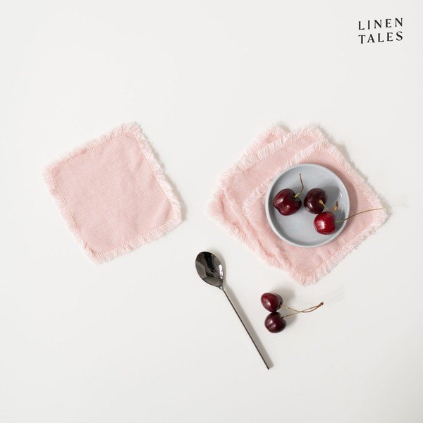 Jasnoróżowe tekstylne podkładki zestaw 4 szt. – Linen Tales-image-1
