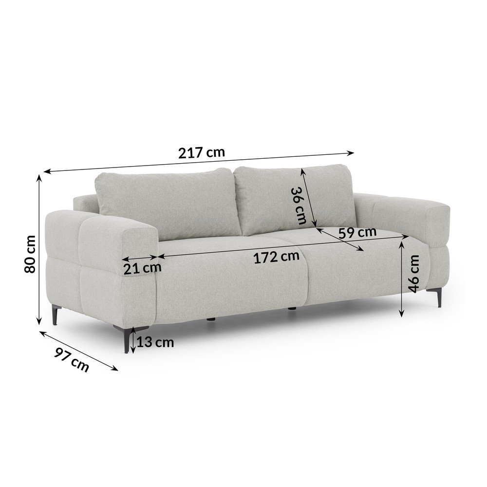 Jasnoszara sofa 217 cm Helio – Ropez (zdjęcie 3)