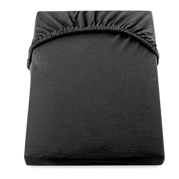 Czarne bawełniane prześcieradło elastyczne DecoKing Amber Collection, 200/220x200 cm